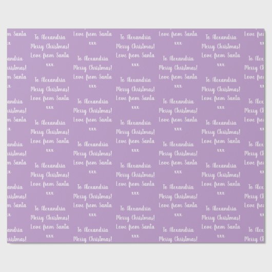 Kerstliefde van Santa Paarse Lila Cadeaupapier (Vlak)