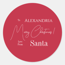 Kerstliefde van Santa Red gepersonaliseerd Ronde Sticker