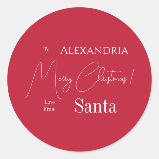 Kerstliefde van Santa Red gepersonaliseerd Ronde Sticker (Voorkant)