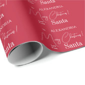 Kerstliefde van Santa Red Modern Cadeaupapier (Rol Hoek)