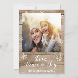 Kerstliefde vreugde rustige houtfotokaart feestdagenkaart