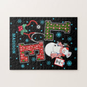 Kerstliefde Zuster Cute Medical Snowman Naam Legpuzzel (Horizontaal)