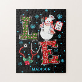 Kerstliefde Zuster Cute Medical Snowman Naam Legpuzzel