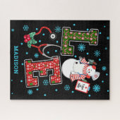 Kerstliefde Zuster Cute Medical Snowman Naam Legpuzzel (Horizontaal)