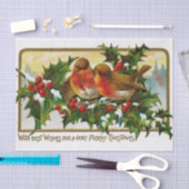 Kerstliefdesvogels tussen bessen en klimop tissuepapier (Craft)
