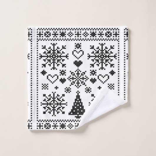 Kerstliefhebber Cross Pattern Sampler Design Bad Handdoek (Wasdoekje)