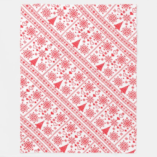 Kerstliefhebber Cross Pattern Sampler Design Fleece Deken (Voorkant)