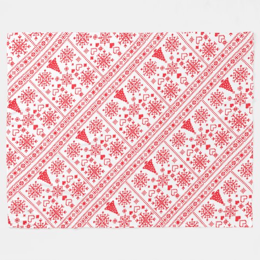 Kerstliefhebber Cross Pattern Sampler Design Fleece Deken (Voorkant (Horizontaal))
