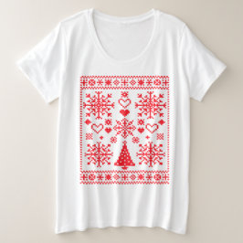 Kerstliefhebber Cross Pattern Sampler Design Grote Maat T-shirt