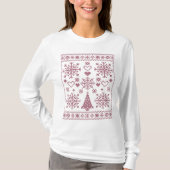 Kerstliefhebber Cross Pattern Sampler Design T-shirt (Voorkant)