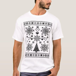 Kerstliefhebber Cross Pattern Sampler Design T-shirt