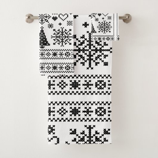Kerstliefhebber Kruissteekpatroon Sampler Ontwerp Bad Handdoek (Insitu)