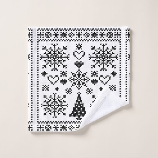 Kerstliefhebber Kruissteekpatroon Sampler Ontwerp Bad Handdoek (Wasdoekje)