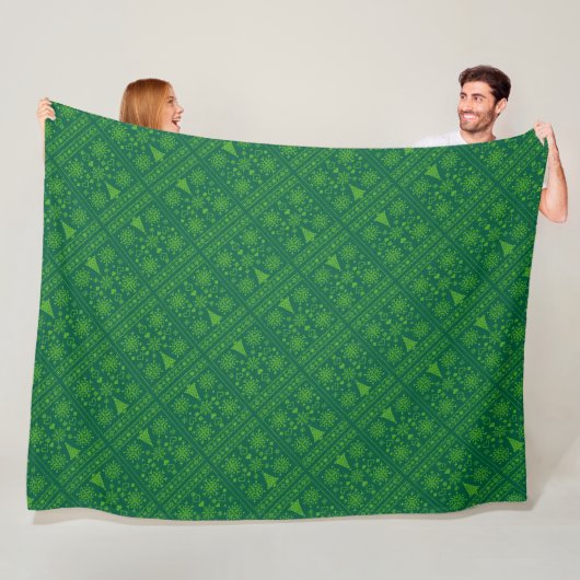 Kerstliefhebber Kruissteekpatroon Sampler Ontwerp Fleece Deken (In situ)