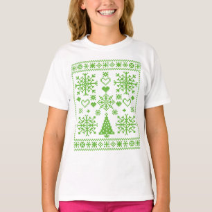 Kerstliefhebber Kruissteekpatroon Sampler Ontwerp T-shirt