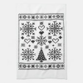 Kerstliefhebber Kruissteekpatroon Sampler Ontwerp Theedoek (Verticaal)