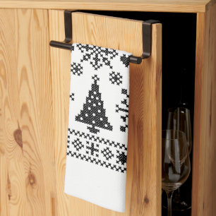 Kerstliefhebber Kruissteekpatroon Sampler Ontwerp Theedoek