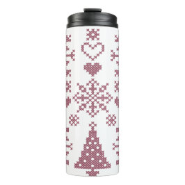 Kerstliefhebber Kruissteekpatroon Sampler Ontwerp Thermosbeker