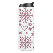 Kerstliefhebber Kruissteekpatroon Sampler Ontwerp Thermosbeker (Gedraaid links)