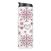 Kerstliefhebber Kruissteekpatroon Sampler Ontwerp Thermosbeker (Geroteerd rechts)