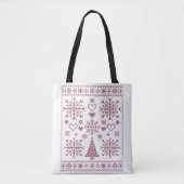 Kerstliefhebber Kruissteekpatroon Sampler Ontwerp Tote Bag (Voorkant)