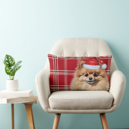 Kerstliefhebber voor Pomeranian Kerst geruite Kussen