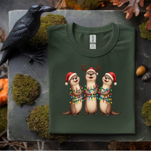 Kerstliegende otters t-shirt