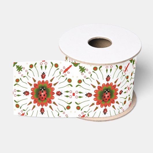 Kerstlieveheersbeestje Grosgrain Lint (Spoel)