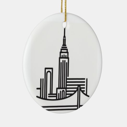 kerstlijn New York City Skyline Keramisch Ornament (Rechts)