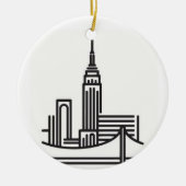 kerstlijn New York City Skyline Keramisch Ornament (Voorkant)