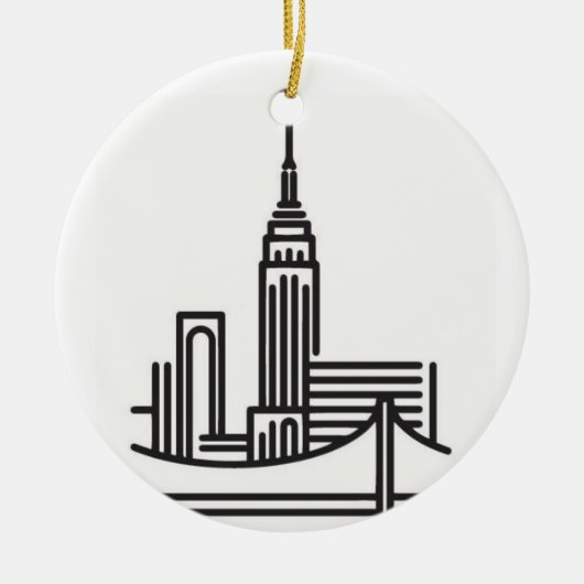 kerstlijn New York City Skyline Keramisch Ornament (Voorkant)