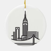 kerstlijn New York City Skyline Keramisch Ornament (Achterkant)