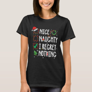 Kerstlijst Leuk Stout Ik Spijt Niets Grappig T-shirt