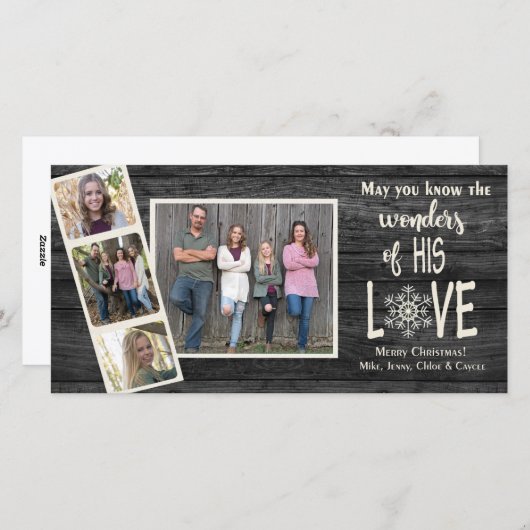 Kerstlijst op donker hout feestdagenkaart (Voorkant / Achterkant)