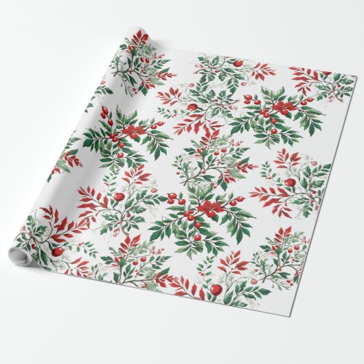 kerstlijsterbes cadeaupapier (Uitgerold)