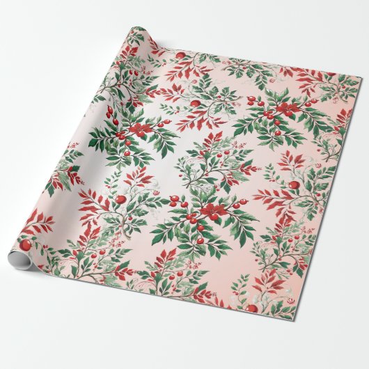 kerstlijsterbes cadeaupapier (Uitgerold)