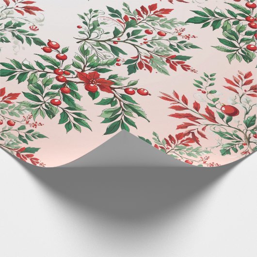 kerstlijsterbes cadeaupapier (Hoek)