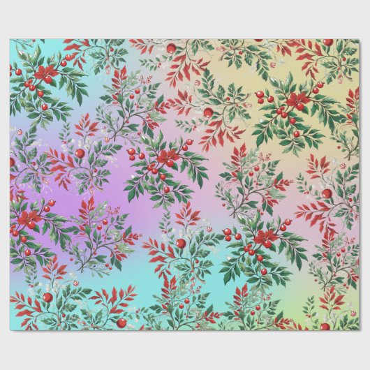 kerstlijsterbes cadeaupapier (Vlak)