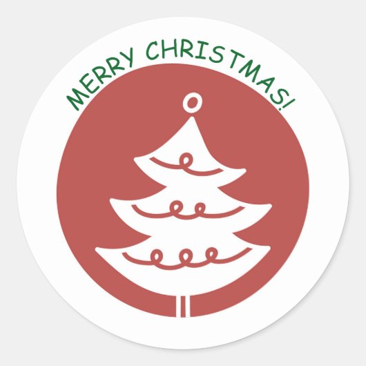 KERSTLIJSTJE RODE KERSTBOOM RONDE STICKER (Voorkant)