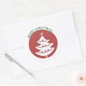 KERSTLIJSTJE RODE KERSTBOOM RONDE STICKER (Envelop)