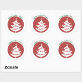 KERSTLIJSTJE RODE KERSTBOOM RONDE STICKER (Vel)