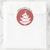KERSTLIJSTJE RODE KERSTBOOM RONDE STICKER (Tas)