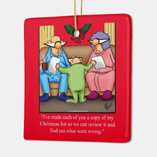 kerstlijstversiering Humor Keramisch Ornament (Links)