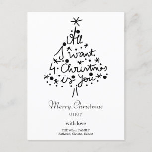 Kerstline art minimalistisch zwart-witcitaat feestdagenkaart