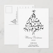 Kerstline art minimalistisch zwart-witcitaat feestdagenkaart (Voorkant / Achterkant)