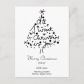 Kerstline art minimalistisch zwart-witcitaat feestdagenkaart (Voorkant)