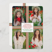 Kerstlint 4-fotofeestdag feestdagenkaart (Voorkant / Achterkant)