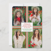 Kerstlint 4-fotofeestdag feestdagenkaart (Voorkant)