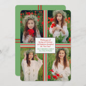 Kerstlint 4-fotofeestdag feestdagenkaart (Voorkant / Achterkant)