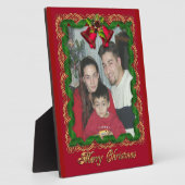 Kerstlint en gouden filigree plaque foto fotoplaat (Zijkant)